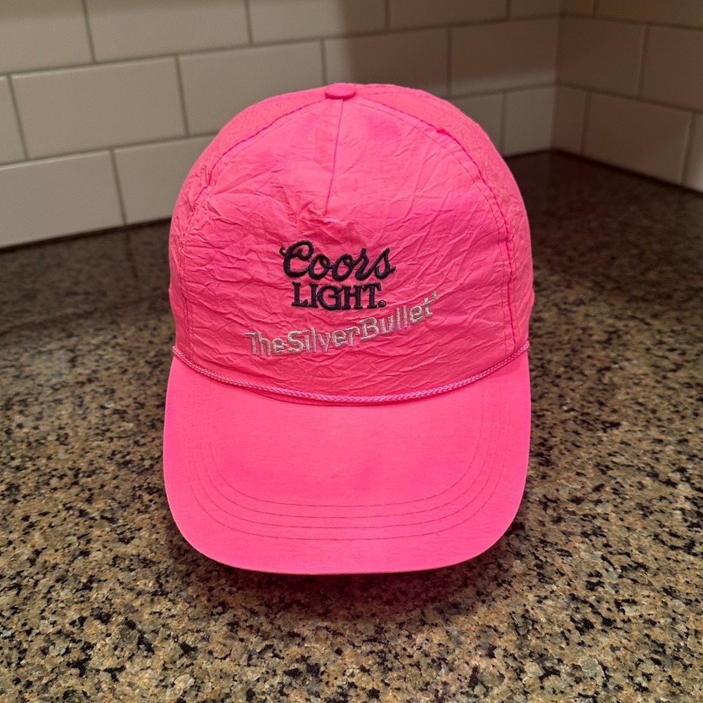 Vintage Coors Light The Silver Bullet Hat Snapback Neon Pink